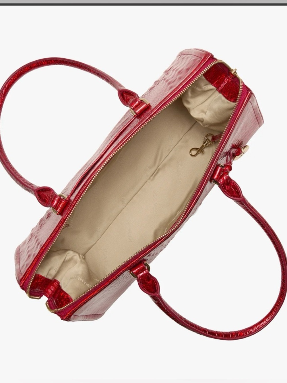Brahmin Sophia Red Opal Melbourne Leather Satchel Metallic Croc NWT - Picture 5 of 9